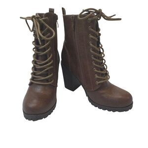 Dream Paris Brown Lace-Up Ankle Boots